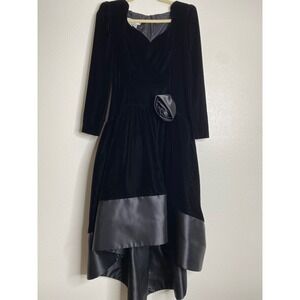 Morton‎ Myles for the Warrens Velvet Dress Size 6 Black Vintage